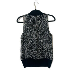 Diane Von Furstenberg Women 100% Silk Black Print Halter Blousson Tank 12 Luxury